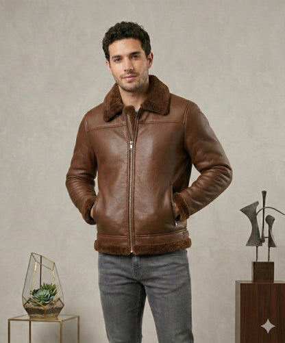 Chaqueta en Cuero con Gamuza – Interior En Algodón Peruano